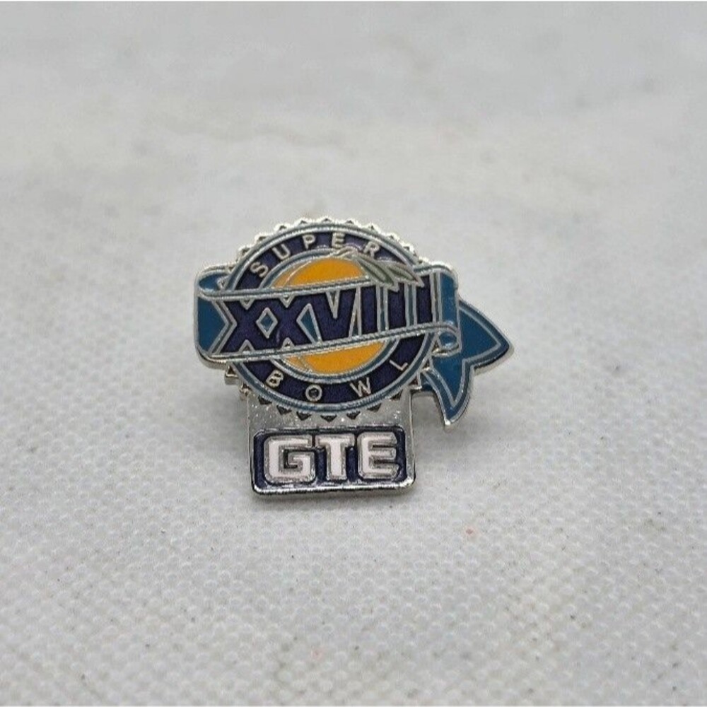 Super Bowl XXVIII GTE Lapel Hat Pin Dallas Buffalo NFL 1994